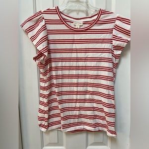 White and red Stripe Knit top